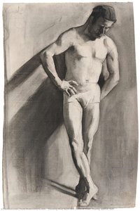Standing Male Nude With Lowered Head, Leaning Against Wall — Паула Модерсон-бекер
