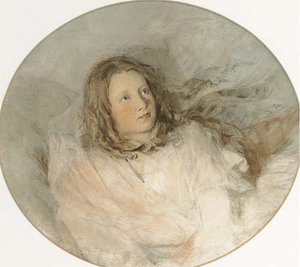 Study Of A Young Girl Reclining On A Sofa — William Henry Hunt