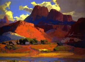 Scattered Farms Along The River, Utah — Franz Bischoff