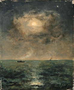 Moonlit Seascape — Alfred Émile Léopold Stevens