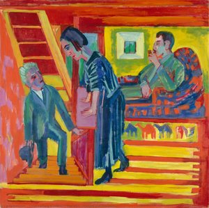 The Visit - Couple And Newcomer — Ernst Ludwig Kirchner, German Expressionism