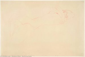 Reclining Nude — Gustav Klimt, Art Nouveau