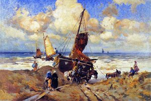 Pulling A Boat To Shore — Mathias Joseph Alten