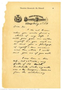 Letter From Theodore Roosevelt, May 1, 1884 — Theodore Roosevelt Jr.