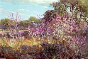 Redbud Tree In Bloom At Leon Springs, San Antonio — Robert Julian Onderdonk
