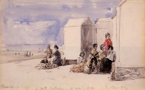 Crinolines On The Beach — Eugène Louis Boudin