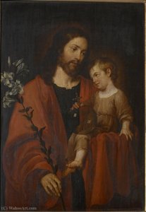St Joseph Carrying The Child Jesus On The Left Arm — Pieter Van Lint