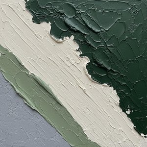 Monolithic Strata In Forest Green And Cream: A Sculptural Study Of Earthly Silence — David Moreau, Plaster & Texture Art