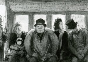 Intérieur D'un Omnibus, Crayon Et Aquarelle Interior Of A Slow Train, Pencil And Watercolour — Honoré Daumier