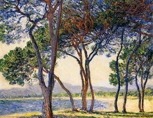 Trees By The Seashore At Antibes — Claude Monet, Impressionist Landscape