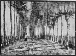 Lane With Trees And One Figure — Vincent Willem Van Gogh