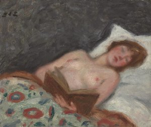 Young Woman Reading In Bed — Georges D'espagnat
