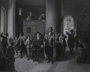 The Godfather Awaits The Child (der Gevatter Erwartet Das Kind) — Moritz Daniel Oppenheim, German Romantic Painting