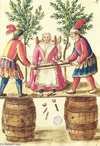 Two Venetian Magicians Sawing A Woman In Half — Jan Van Grevenbroeck
