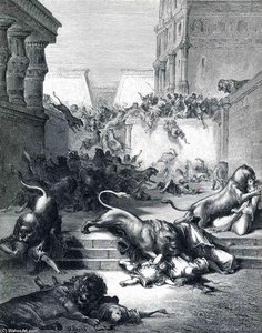Peregrinación De Naciones Extranjeras Bajo Leones En Samaria — Paul Gustave Doré, Romantic Illustration