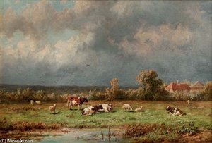 Pasturing Cattle — Anthonie Jacobus Van Wijngaerdt
