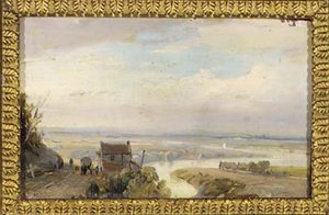 A Panoramic River Landscape In Summer — Andreas Schelfhout