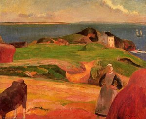 Landscape At Le Pouldu, The Isolated House — Eugène Henri Paul Gauguin, Post-impressionism