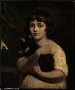 Portrait of a young girl with a cat