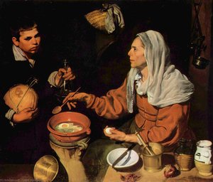 An Old Woman Cooking Eggs — Diego Velázquez, Baroque