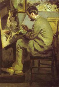 Frédéric Bazille At His Easel — Pierre-auguste Renoir, Impressionistic Painting