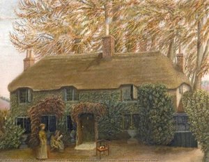 Thomas Hardy's Birthplace at Bockhampton, Dorset, Showing His Mother and Sister
