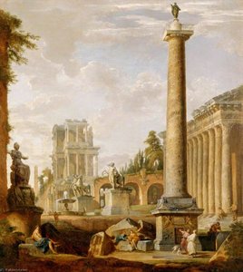 Roman Landscape With The Column Of Trajan — Giovanni Paolo Pannini