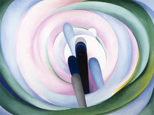 Grey Blue And Black, Pink Circle — Georgia O'keeffe