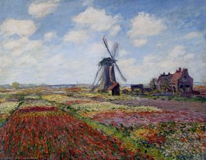 Fields Of Tulip With The Rijnsburg Windmill — Claude Monet, Impressionism