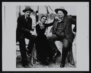 Photograph of Ralph Stackpole with Diego Rivera and Frida Kahlo