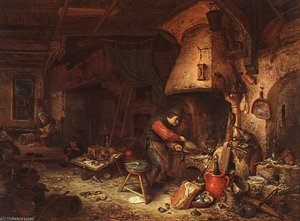 An Alchemist, National Gallery, London. — Adriaen Van Ostade