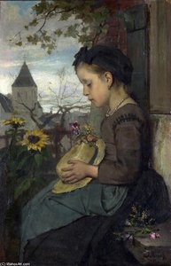A Girl Seated Outside A House — Jacob Henricus Maris