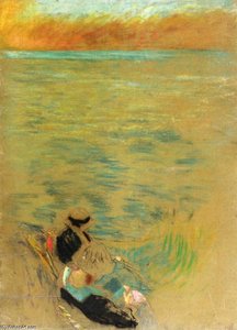 Sea At Sunset, Women On The Shore — Jean-édouard Vuillard, Post-impressionism