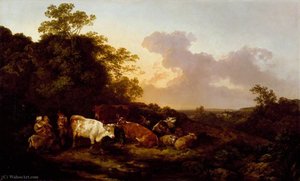 Landscape With Cattle And Figures, A Storm Coming On — Philip James De Loutherbourg