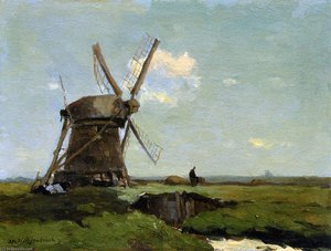 Mill In Landscape — Johan Hendrik Weissenbruch, Hague School
