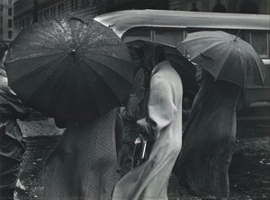 Figures In Rain, San Francisco, From Portfolio Two: Twelve Photographs By Pirkle Jones — Pirkle Jones