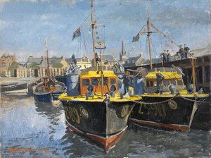Royal Air Force Air Sea Rescue Launches, Stornoway The Fish Quay Beyond — Stephen Bone