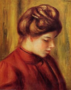 Pierre-auguste Renoir: Profil Einer Frau Mit Einem Roten Bluse — Pierre-auguste Renoir, Impressionism