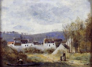 Village At The Foot Of A Hill, Ile-de-france — Jean-baptiste-camille Corot