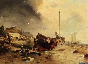 A Fishingboat On The Beach — Андреас Ахенбах
