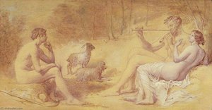 Pan Playing His Pipes (pastoral Subject) — Edward Calvert