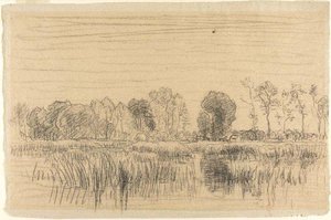Marsh And Screen Of Trees — Charles-françois Daubigny