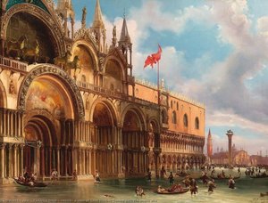 Venice, a view of Saint Mark's Square with the acqua alta