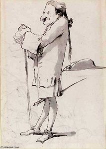 Caricature Of A Standing Cavalier Leaning On A Staff — Giambattista Tiepolo