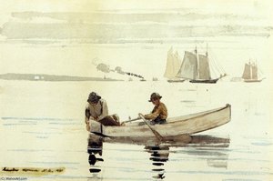 Boys Fishing Gloucester Harbor — Winslow Homer, American Genre Painting