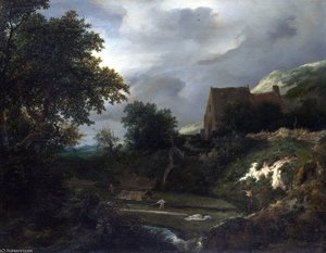 A Bleaching Ground In A Hollow By A Cottage — Jacob Van Ruisdael