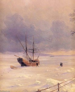 Frozen Bosphorus Under Snow — Ivan Konstantinovich Aivazovsky