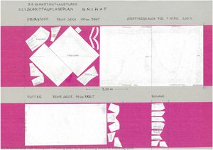 Cutting plan for an evening dress in shocking-pink
