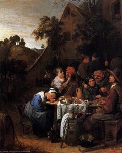 Peasants In Front Of A Village Inn — Joos Van Craesbeeck, Baroque