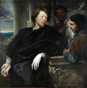 Portrait Of George Gage With Two Attendants — Sir Anthony Van Dyck, Baroque Portraiture